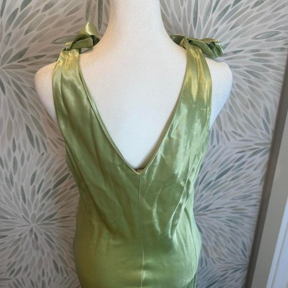 Vintage Studio Y Green V-Neck Sequin Cocktail Midi Dress Size 11 - Picture 7 of 8
